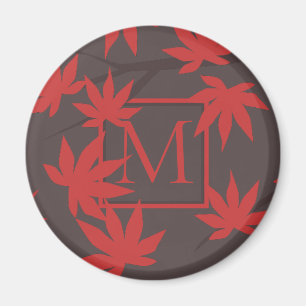 Moderne Monogram Rode Esdellaub Grijs Magneet