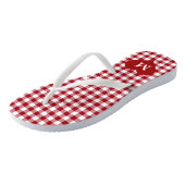 Moderne Monogram Rode Ginghamruit Teenslippers (Schuin)