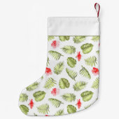 Moderne Monogram Rode Groene Botanische Palmblader Kleine Kerstsok (Achterkant)