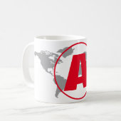 Moderne Monogram Rode Initiële Letter Wereldkaart Koffiemok (Voorkant links)