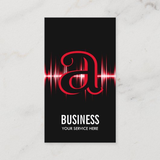 Moderne monogram rode puls Professional Visitekaartje (Voorkant)