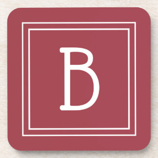 Moderne Monogram Rode & Witte Initiaal Bier Onderzetter