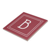 Moderne Monogram Rode & Witte Initiaal Tegeltje (Zijkant)