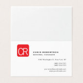 Moderne Monogram Rode Witte Professionele Eenvoudi Visitekaartje (Buitenkant ongevouwen)