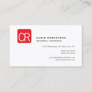 Moderne Monogram Rode Witte Professionele Eenvoudi Visitekaartje
