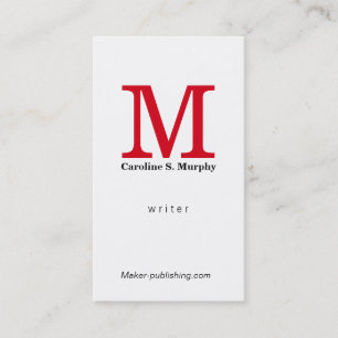 Moderne monogram (rood) visitekaartje