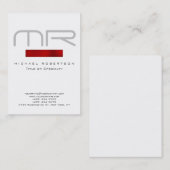 Moderne Monogram Rood wit schoon Visitekaartje (Voorkant / Achterkant)