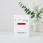 Moderne Monogram Rood wit schoon Visitekaartje (Staand voorkant)