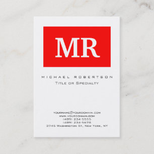 Moderne Monogram Rood wit schoon Visitekaartje