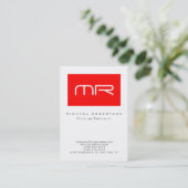 Moderne Monogram Rood wit schoon Visitekaartje (Staand voorkant)