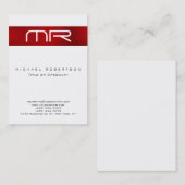 Moderne Monogram Rood wit schoon Visitekaartje (Voorkant / Achterkant)