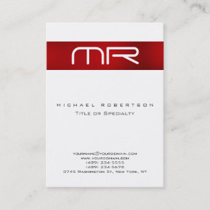 Moderne Monogram Rood wit schoon Visitekaartje