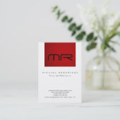 Moderne Monogram Rood wit schoon Visitekaartje (Staand voorkant)