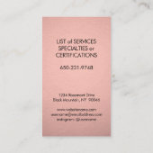 Moderne monogram Roos Gold Faux Folie Roze Vertica Visitekaartje (Achterkant)