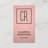 Moderne monogram Roos Gold Faux Folie Roze Vertica Visitekaartje (Voorkant)