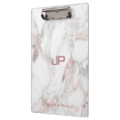 Moderne monogram Roos Gold White Marble Elegant Klembord (Links)