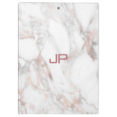 Moderne monogram Roos Gold White Marble Elegant Klembord (Achterkant)