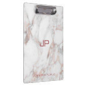 Moderne monogram Roos Gold White Marble Elegant Klembord (Rechts)