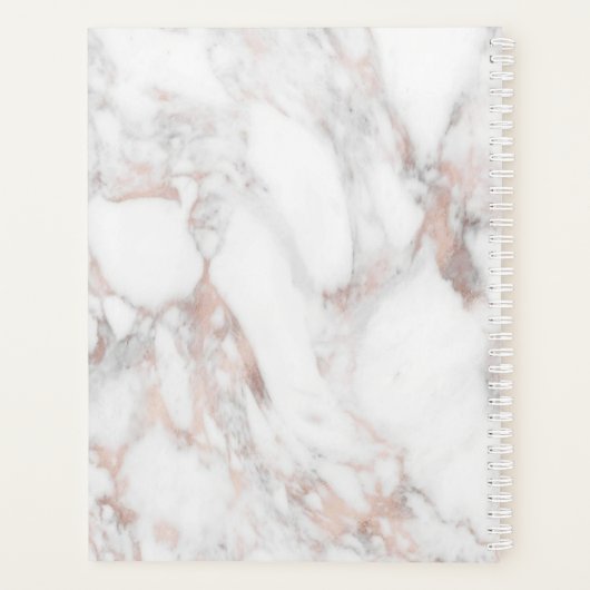 Moderne monogram Roos Gold White Marble Elegant Planner (Achterkant)