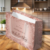 Moderne Monogram Roos Gouden Glitter 90ste Verjaar Groot Cadeauzakje
