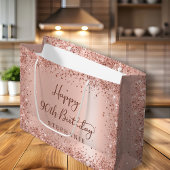 Moderne Monogram Roos Gouden Glitter 90ste Verjaar Groot Cadeauzakje