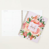 Moderne Monogram Roze Bloemboeket Planner (Display)