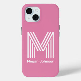 Moderne monogram roze iPhone 15 case