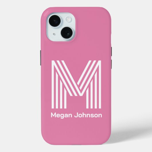 Moderne monogram roze Case-Mate iPhone case (Achterkant)
