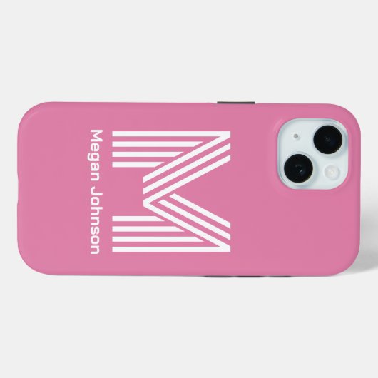 Moderne monogram roze Case-Mate iPhone case (Achterkant (horizontaal))