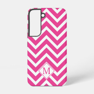 Moderne Monogram Roze Chevron Strepen Samsung Galaxy Hoesje