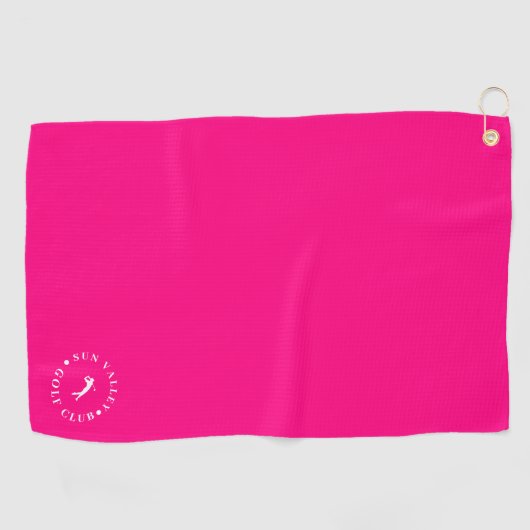 Moderne Monogram roze en wit Golfhanddoek (Horizontaal)