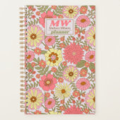 Moderne monogram roze Floral Pattern 2023 Planner (Voorkant)