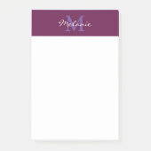 Moderne Monogram Roze Fuchsia en Lavendel Post-it® Notes (Voorkant)