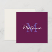 Moderne Monogram Roze Fuchsia en Paarse Lila Kaart (Voorkant / Achterkant)
