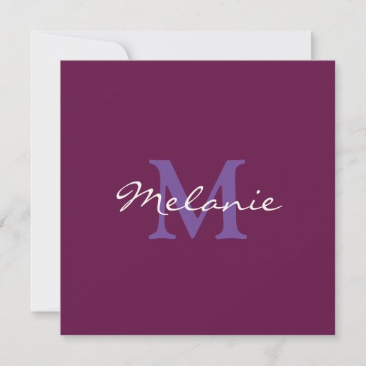 Moderne Monogram Roze Fuchsia en Paarse Lila Kaart (Voorkant)