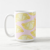 Moderne Monogram roze gele Lemon Print Coffee Mok (Links)