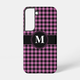 Moderne Monogram Roze Geruite Patroon Samsung Galaxy Hoesje
