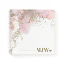 Moderne Monogram Roze & Gold Abstract zakboek