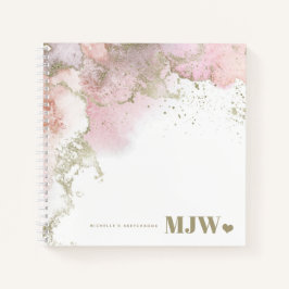 Moderne Monogram Roze & Gold Abstract zakboek Notitieboek