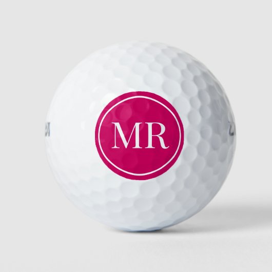Moderne Monogram Roze Golfballen (Voorkant)