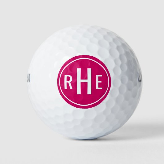 Moderne Monogram Roze Golfballen (Voorkant)