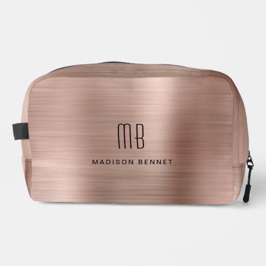 Moderne Monogram Roze Goud Toilettasje (Voorkant)
