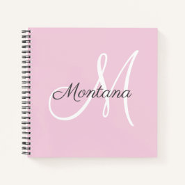 moderne monogram roze grijze naamlaptop notitieboek
