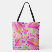 Moderne Monogram Roze Hart Geschilderde School Tote Bag (Achterkant)