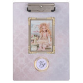 Moderne Monogram Roze Lavendelpop Klembord (Voorkant)