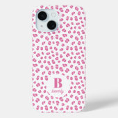 Moderne monogram roze luipaard print Case-Mate iPhone case (Achterkant)