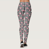 Moderne monogram roze olifantenpatroonstrips leggings (Achterkant)