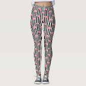 Moderne monogram roze olifantenpatroonstrips leggings (Voorkant)
