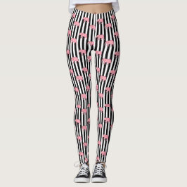 Moderne monogram roze olifantenpatroonstrips leggings