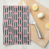 Moderne monogram roze olifantenpatroonstrips theedoek (Quarter Fold)